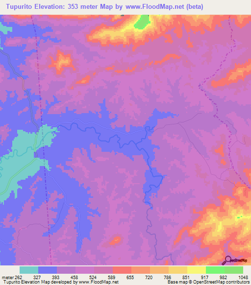 Tupurito,Venezuela Elevation Map