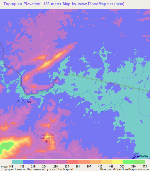 Tupuquen,Venezuela Elevation Map