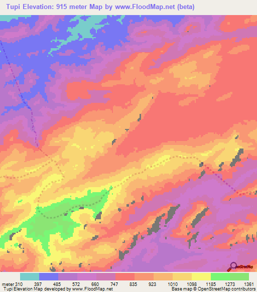 Tupi,Venezuela Elevation Map
