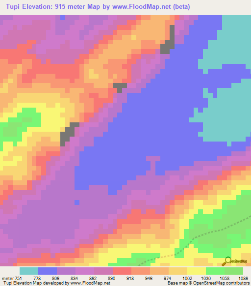 Tupi,Venezuela Elevation Map