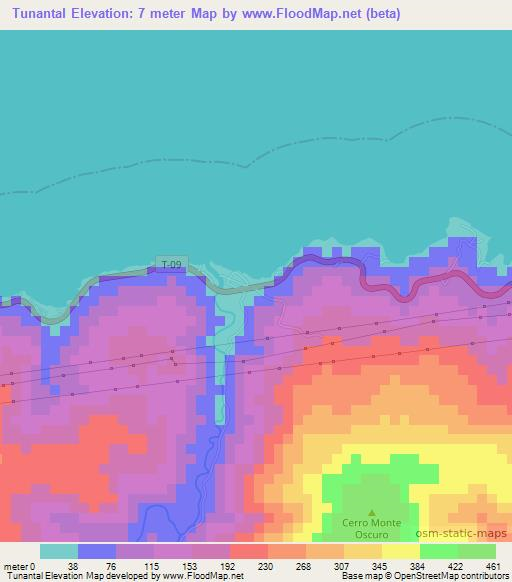 Tunantal,Venezuela Elevation Map