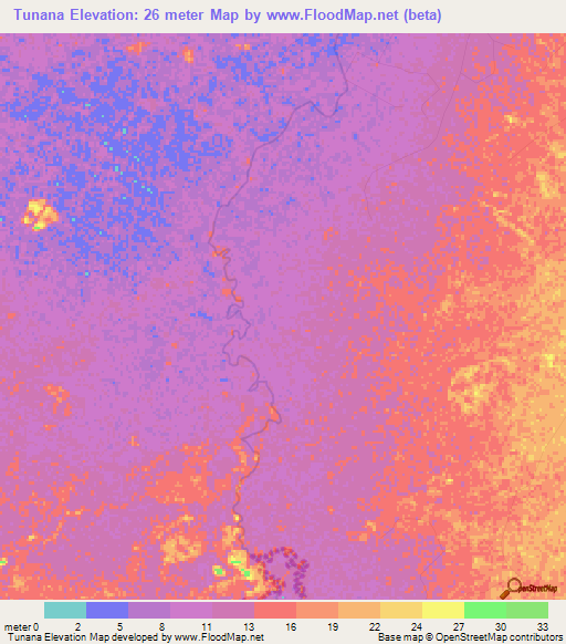 Tunana,Venezuela Elevation Map