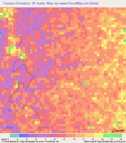 Tunana,Venezuela Elevation Map