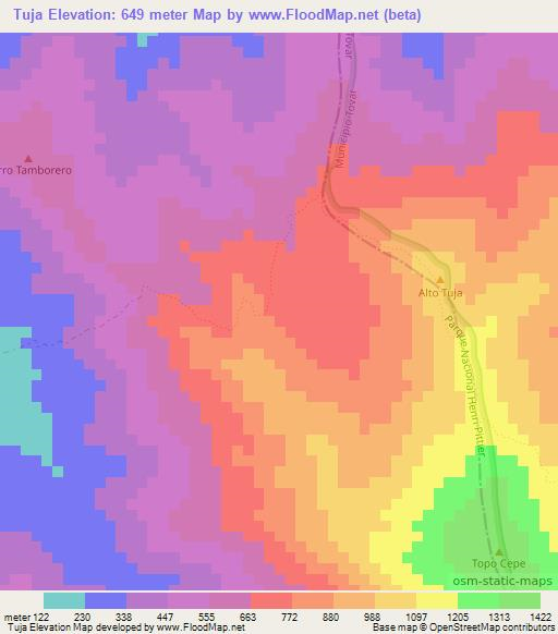 Tuja,Venezuela Elevation Map