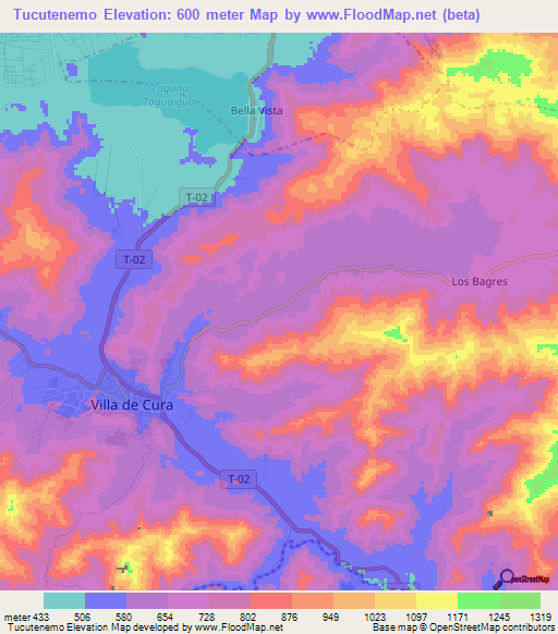 Tucutenemo,Venezuela Elevation Map