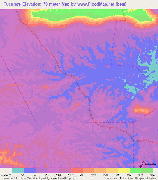 Tucurere,Venezuela Elevation Map