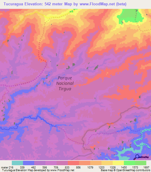 Tucuragua,Venezuela Elevation Map