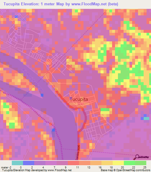 Tucupita,Venezuela Elevation Map