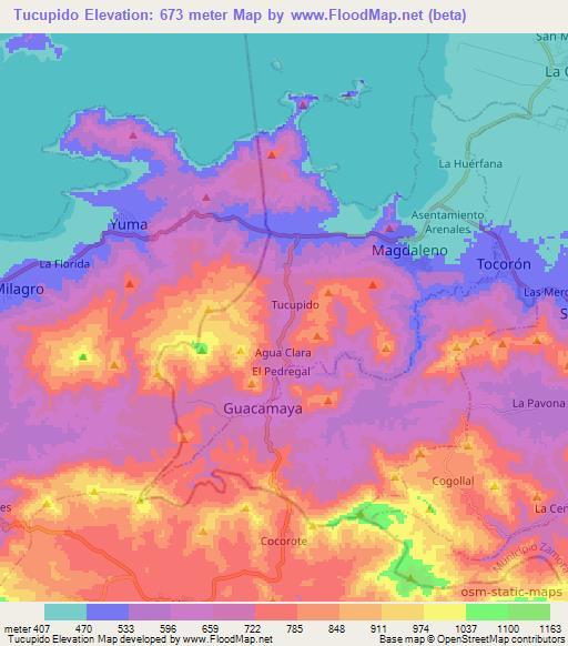 Tucupido,Venezuela Elevation Map