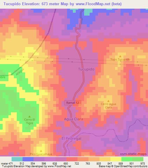 Tucupido,Venezuela Elevation Map