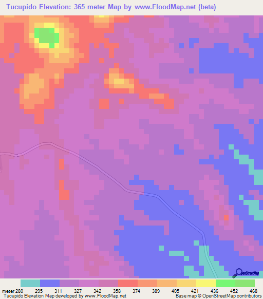 Tucupido,Venezuela Elevation Map