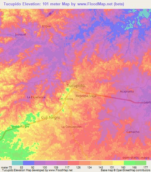 Tucupido,Venezuela Elevation Map
