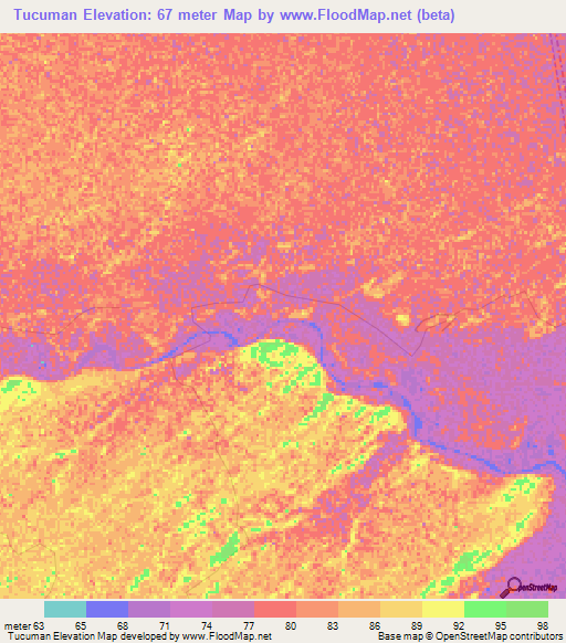 Tucuman,Venezuela Elevation Map