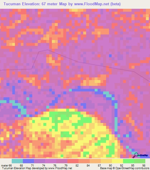 Tucuman,Venezuela Elevation Map