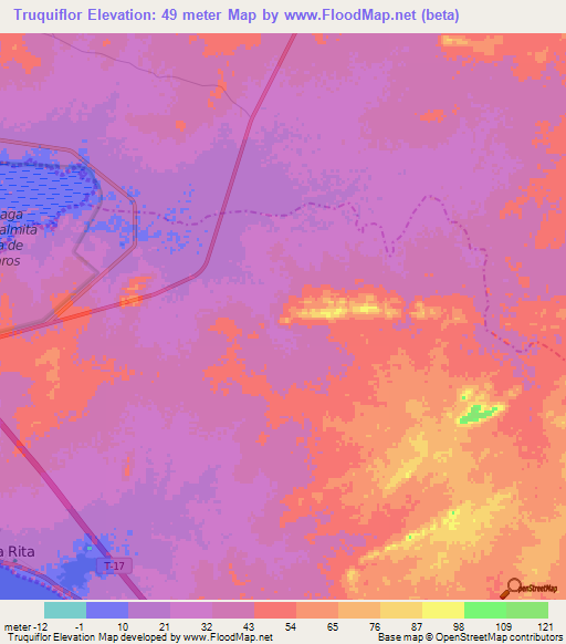 Truquiflor,Venezuela Elevation Map