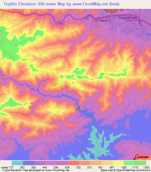 Trujillo,Venezuela Elevation Map
