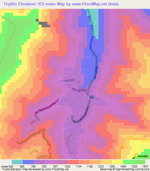 Trujillo,Venezuela Elevation Map