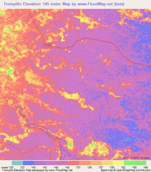 Trompillo,Venezuela Elevation Map
