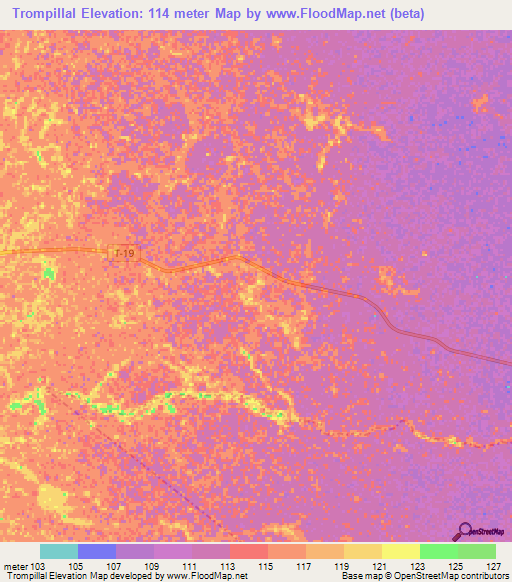 Trompillal,Venezuela Elevation Map