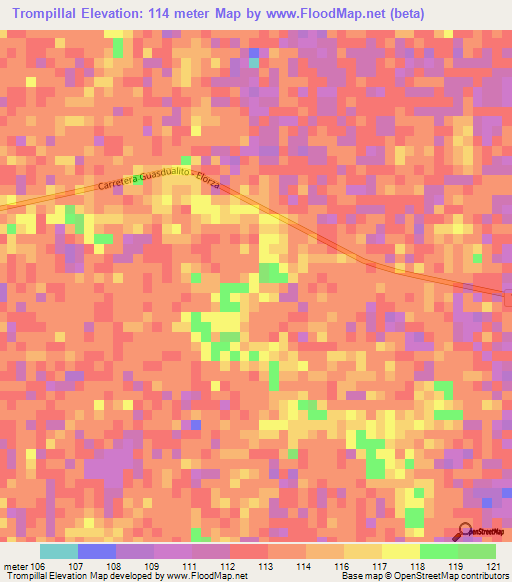 Trompillal,Venezuela Elevation Map