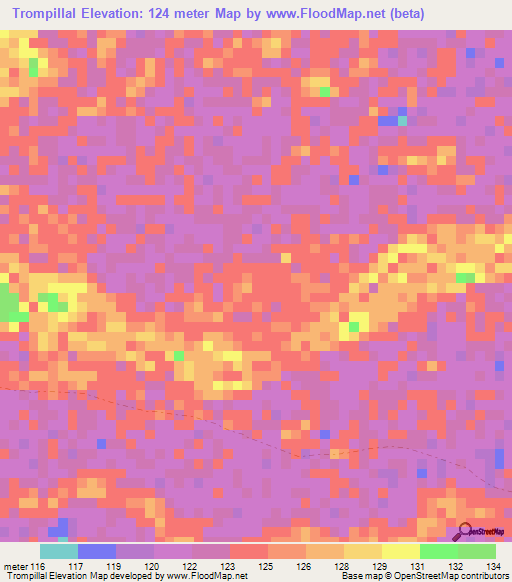 Trompillal,Venezuela Elevation Map