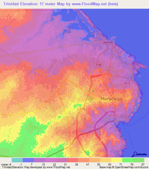 Trinidad,Venezuela Elevation Map
