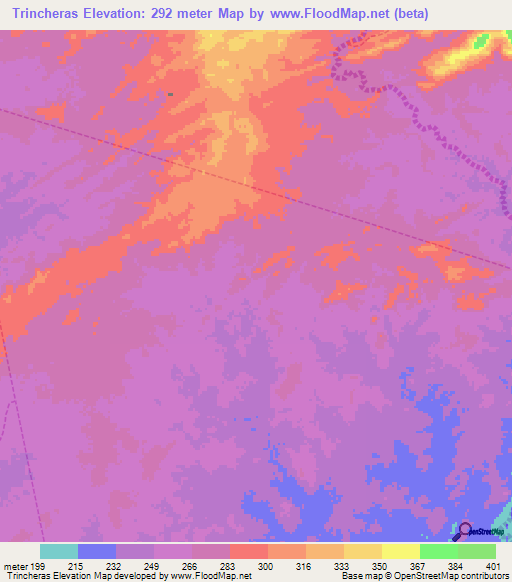 Trincheras,Venezuela Elevation Map