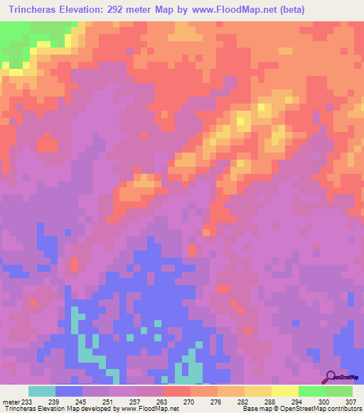 Trincheras,Venezuela Elevation Map