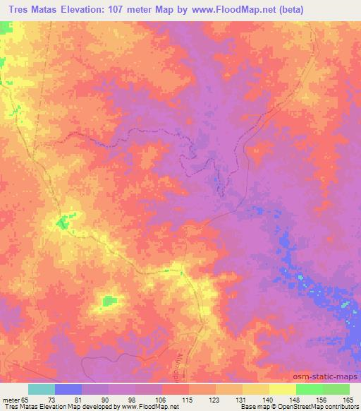 Tres Matas,Venezuela Elevation Map
