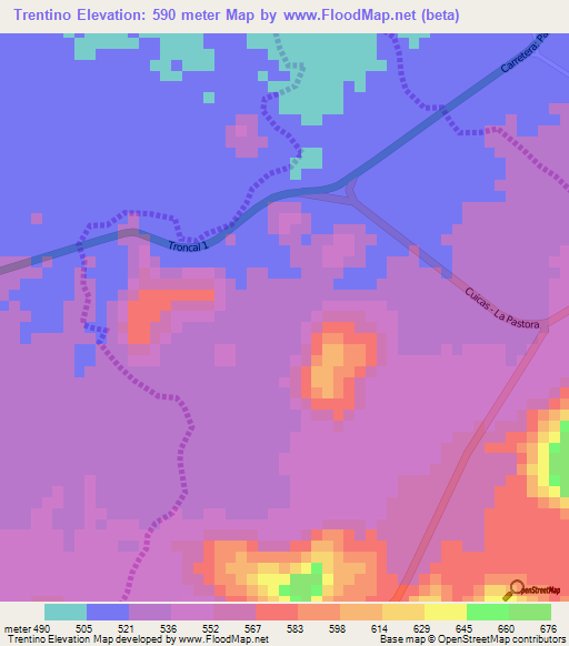 Trentino,Venezuela Elevation Map