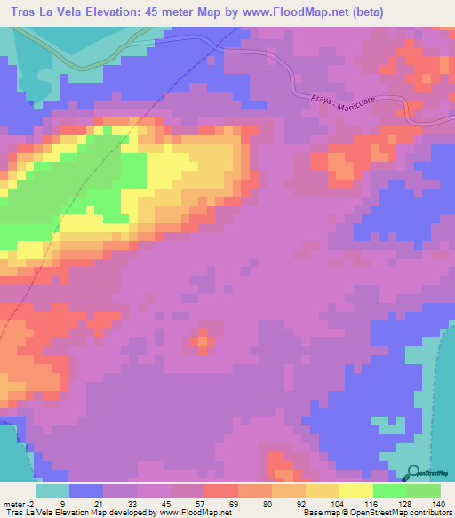 Tras La Vela,Venezuela Elevation Map