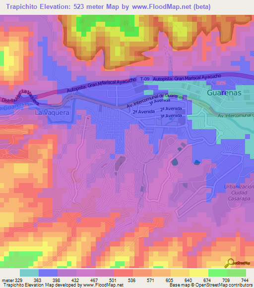 Trapichito,Venezuela Elevation Map