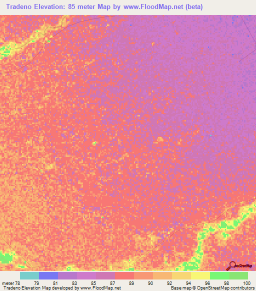 Tradeno,Venezuela Elevation Map