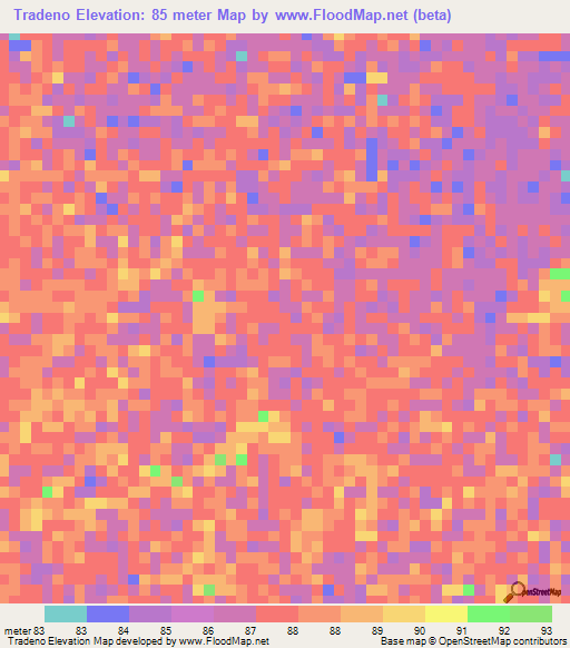 Tradeno,Venezuela Elevation Map