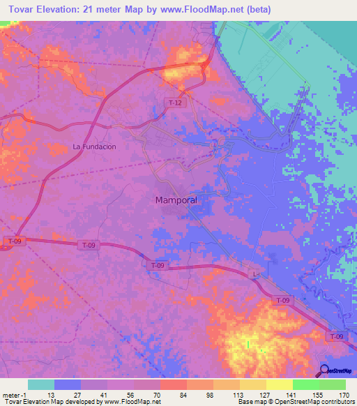 Tovar,Venezuela Elevation Map