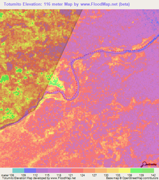 Totumito,Venezuela Elevation Map