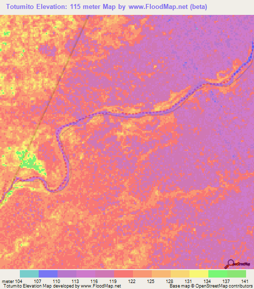 Totumito,Venezuela Elevation Map