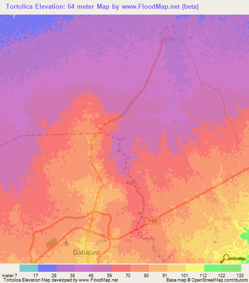 Tortolica,Venezuela Elevation Map