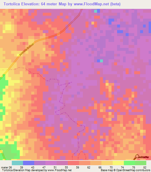 Tortolica,Venezuela Elevation Map