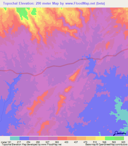 Topochal,Venezuela Elevation Map
