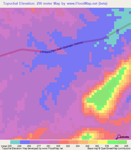 Topochal,Venezuela Elevation Map