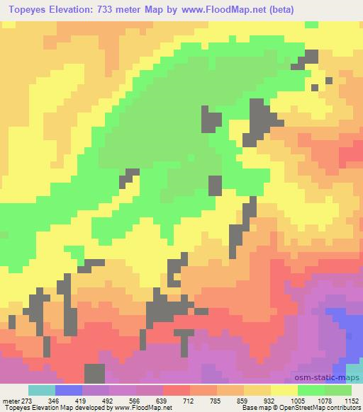 Topeyes,Venezuela Elevation Map