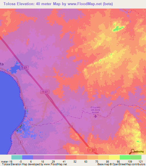 Tolosa,Venezuela Elevation Map
