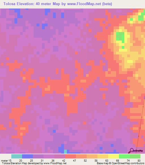 Tolosa,Venezuela Elevation Map