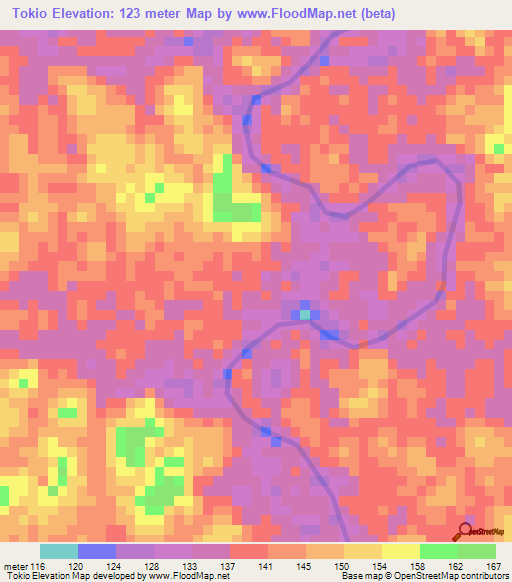 Tokio,Venezuela Elevation Map