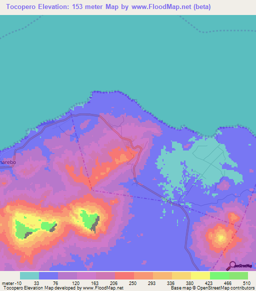 Tocopero,Venezuela Elevation Map