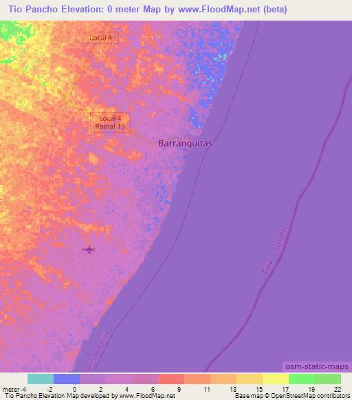 Tio Pancho,Venezuela Elevation Map