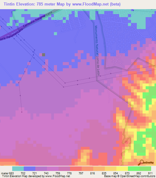 Tintin,Venezuela Elevation Map