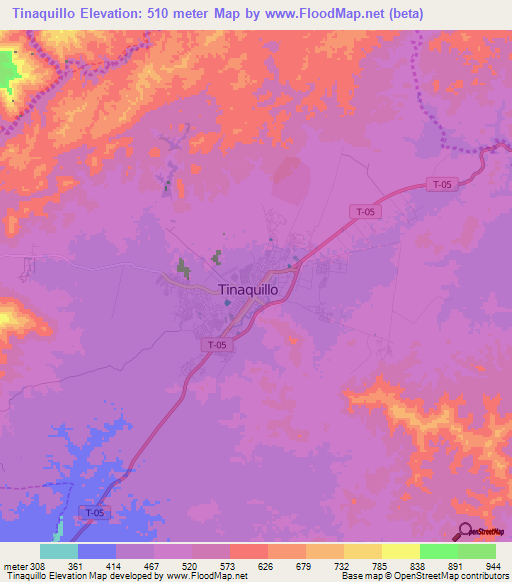 Tinaquillo,Venezuela Elevation Map