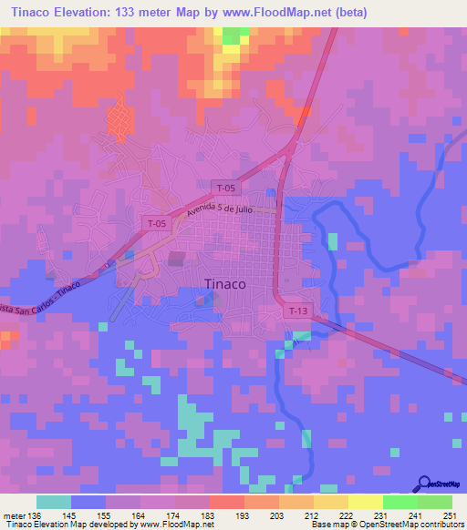 Tinaco,Venezuela Elevation Map